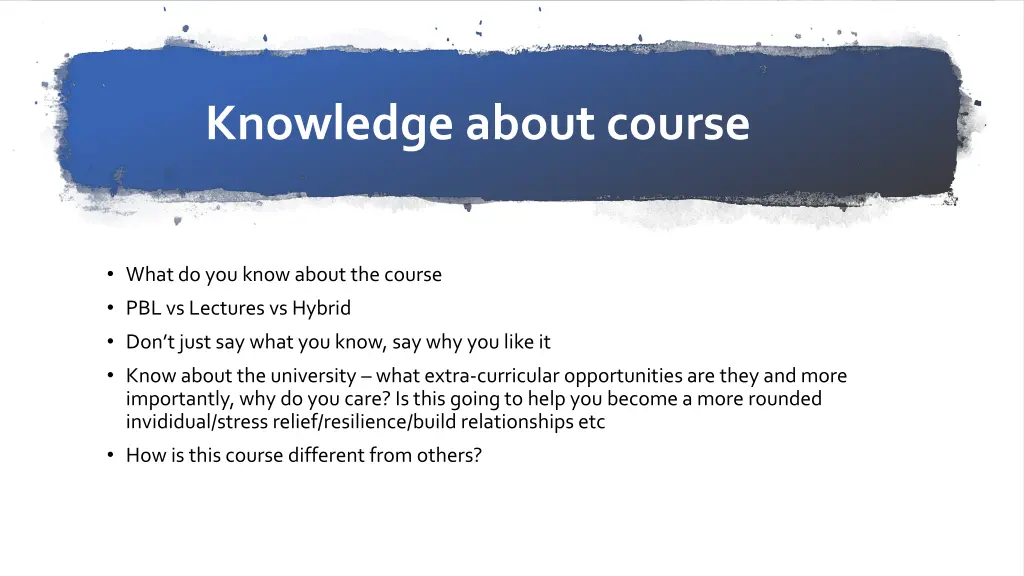 knowledge about course