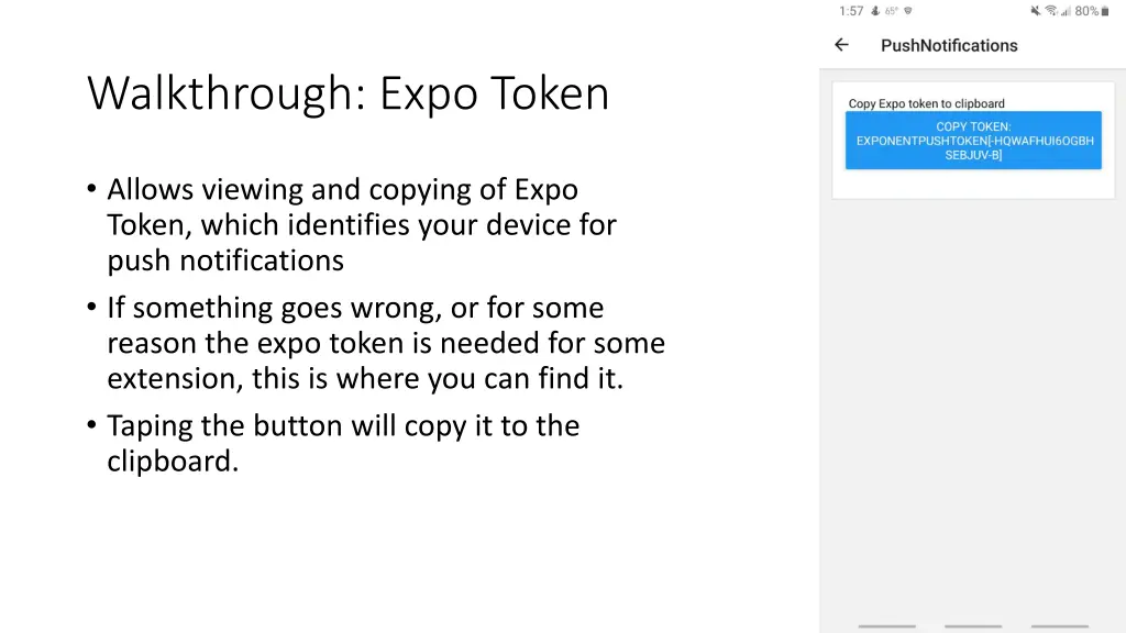 walkthrough expo token