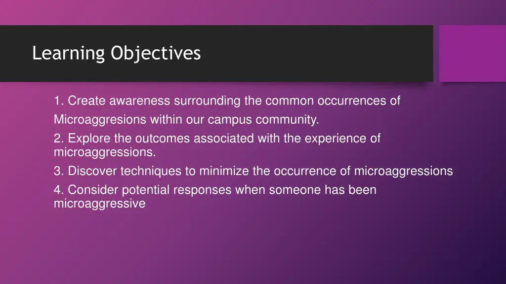 learning objectives