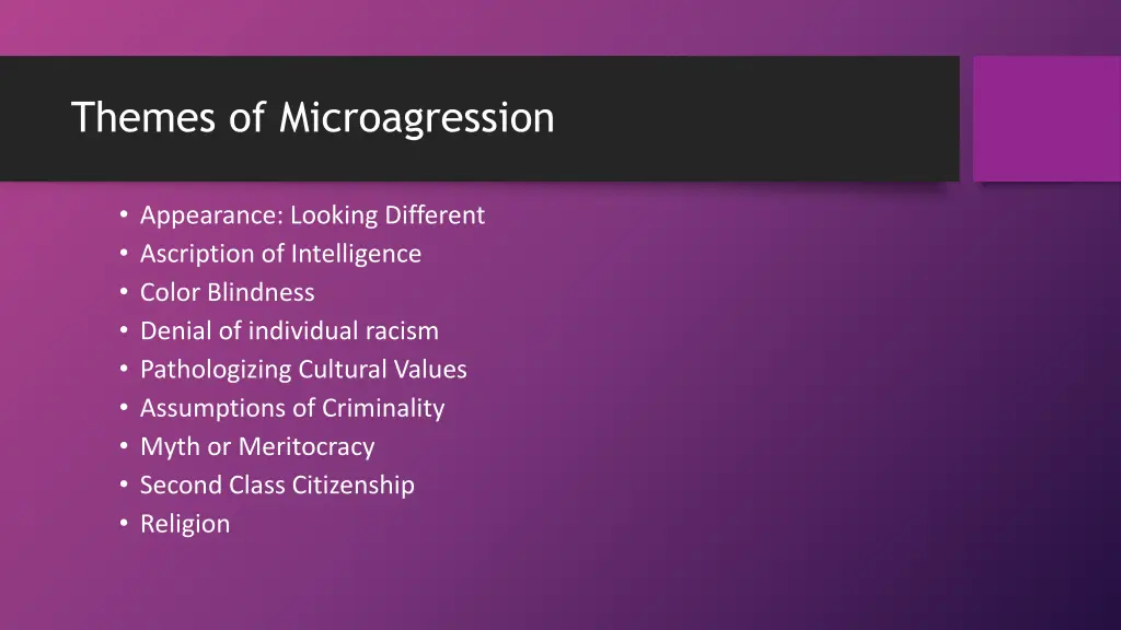 themes of microagression