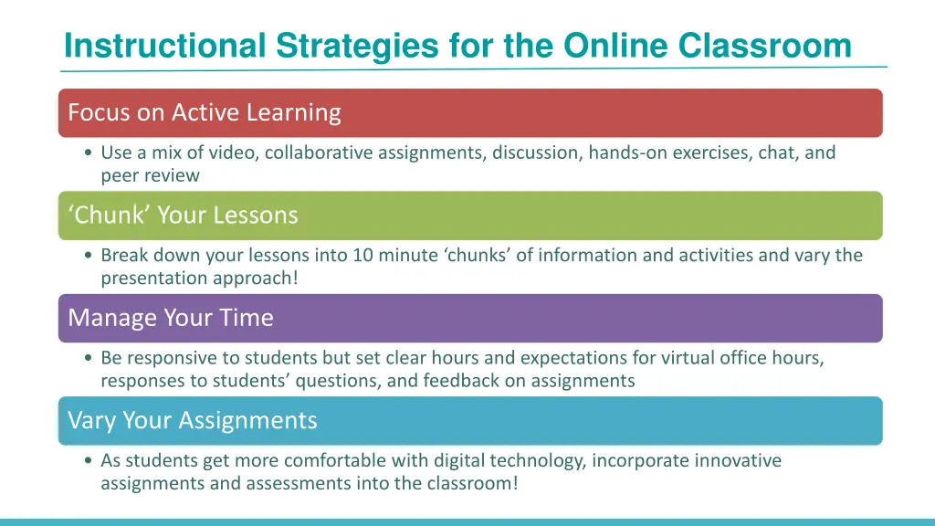 instructional strategies for the online classroom