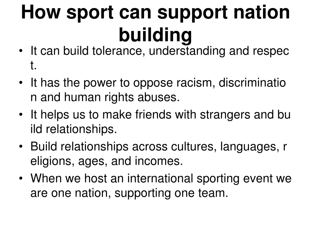 how sport can support nation building