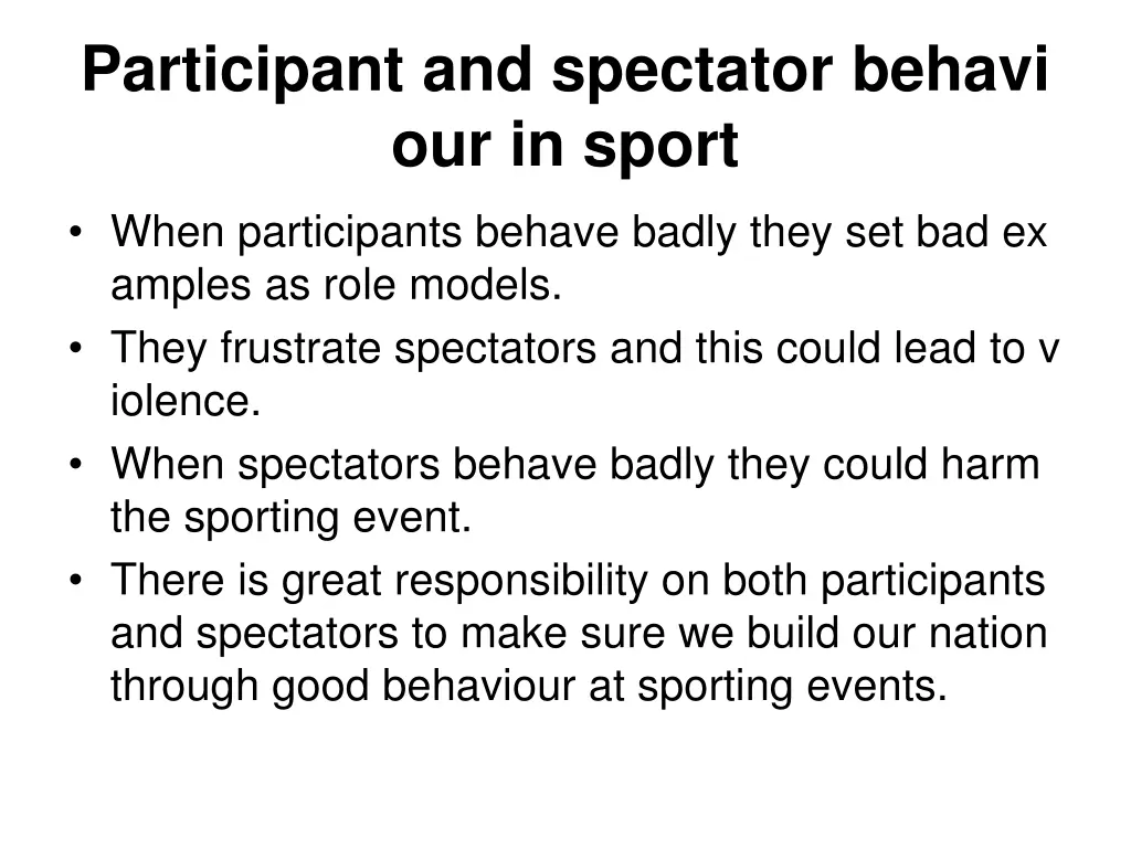 participant and spectator behavi our in sport