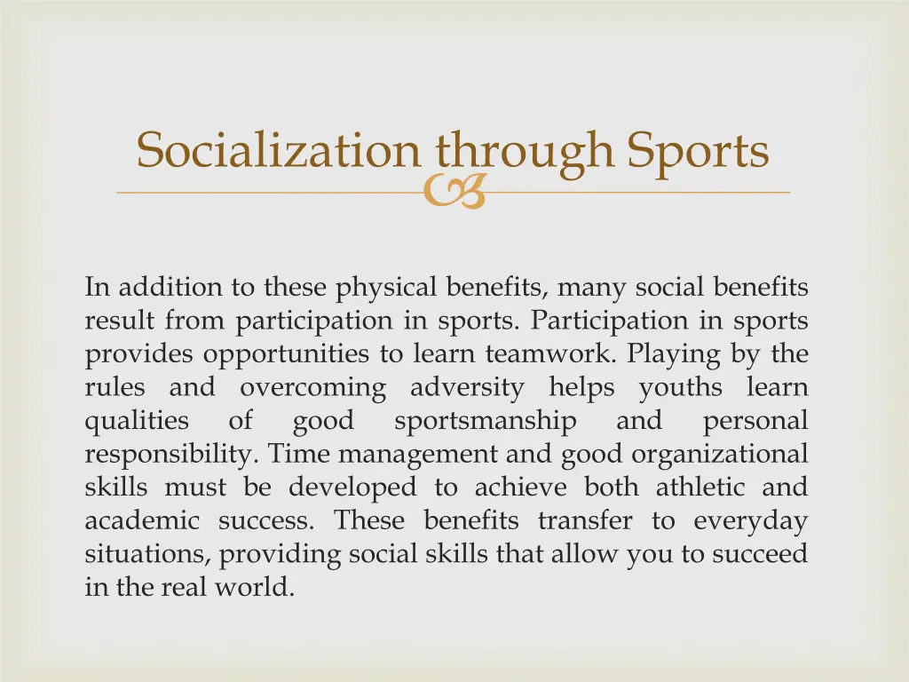 socialization through sports