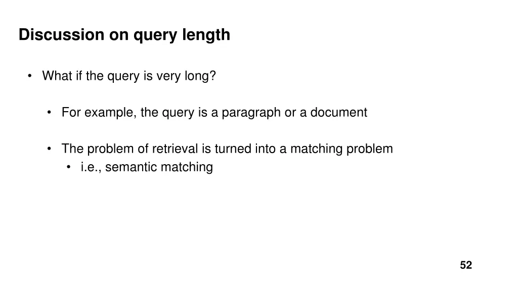 discussion on query length