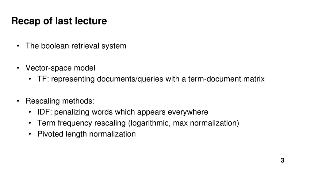 recap of last lecture