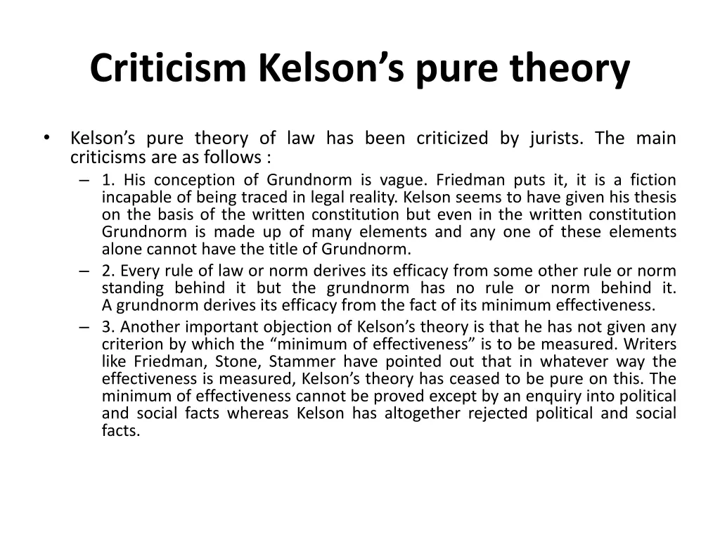 criticism kelson s pure theory