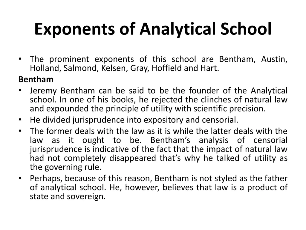 exponents of analytical school