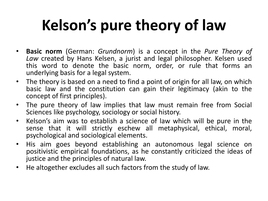 kelson s pure theory of law