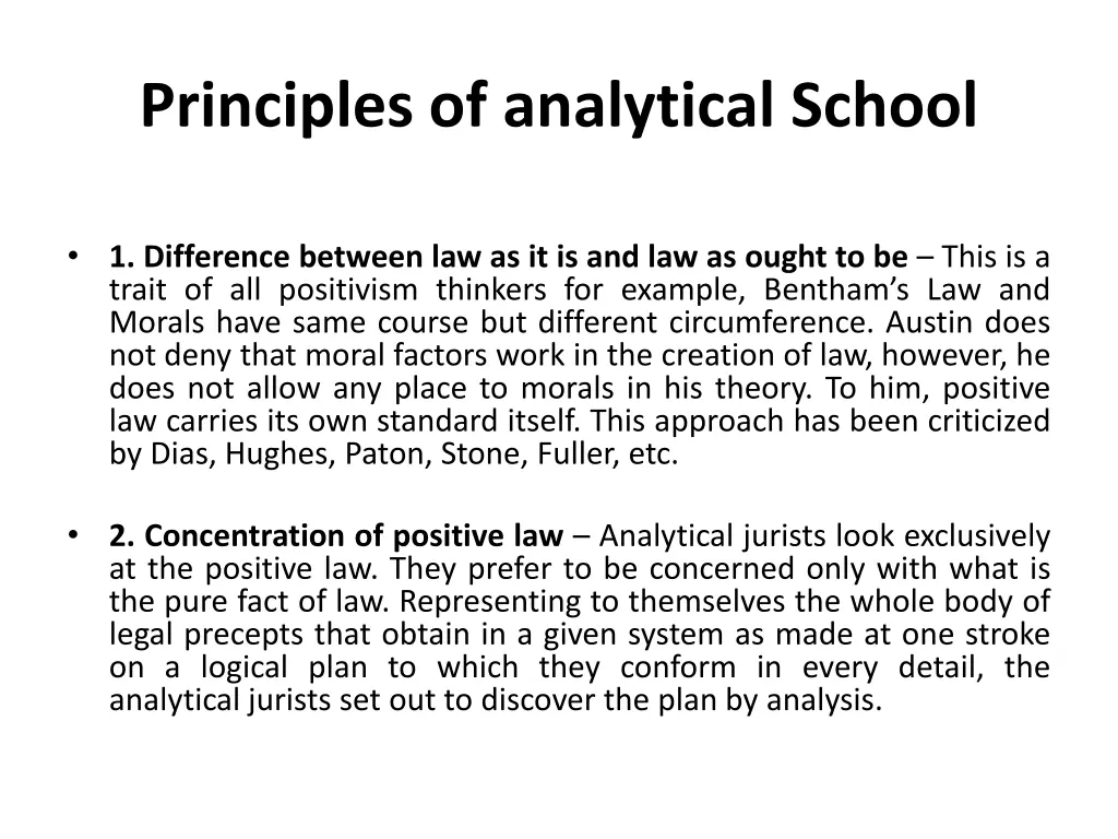 principles of analytical school