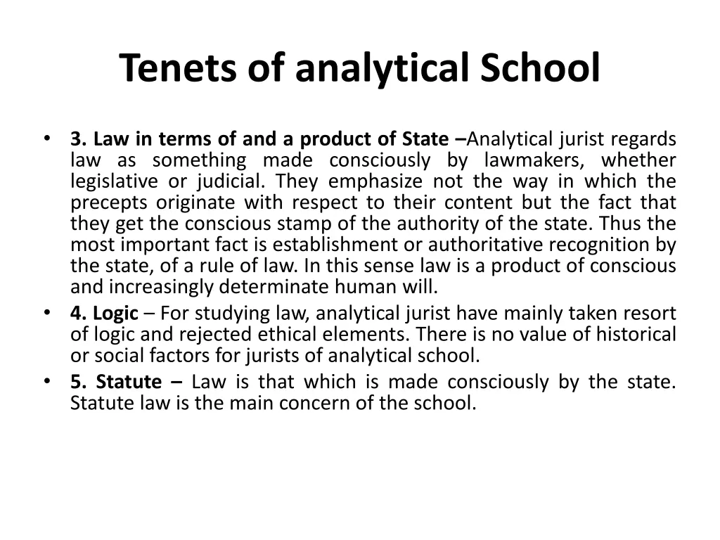 tenets of analytical school