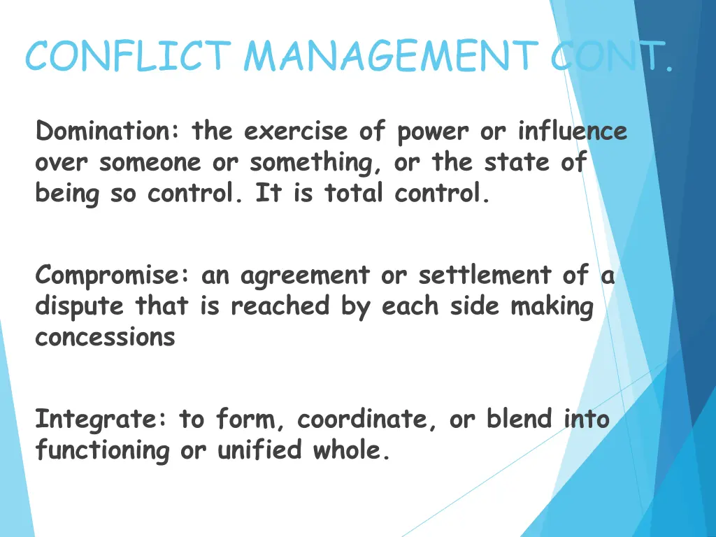 conflict management cont