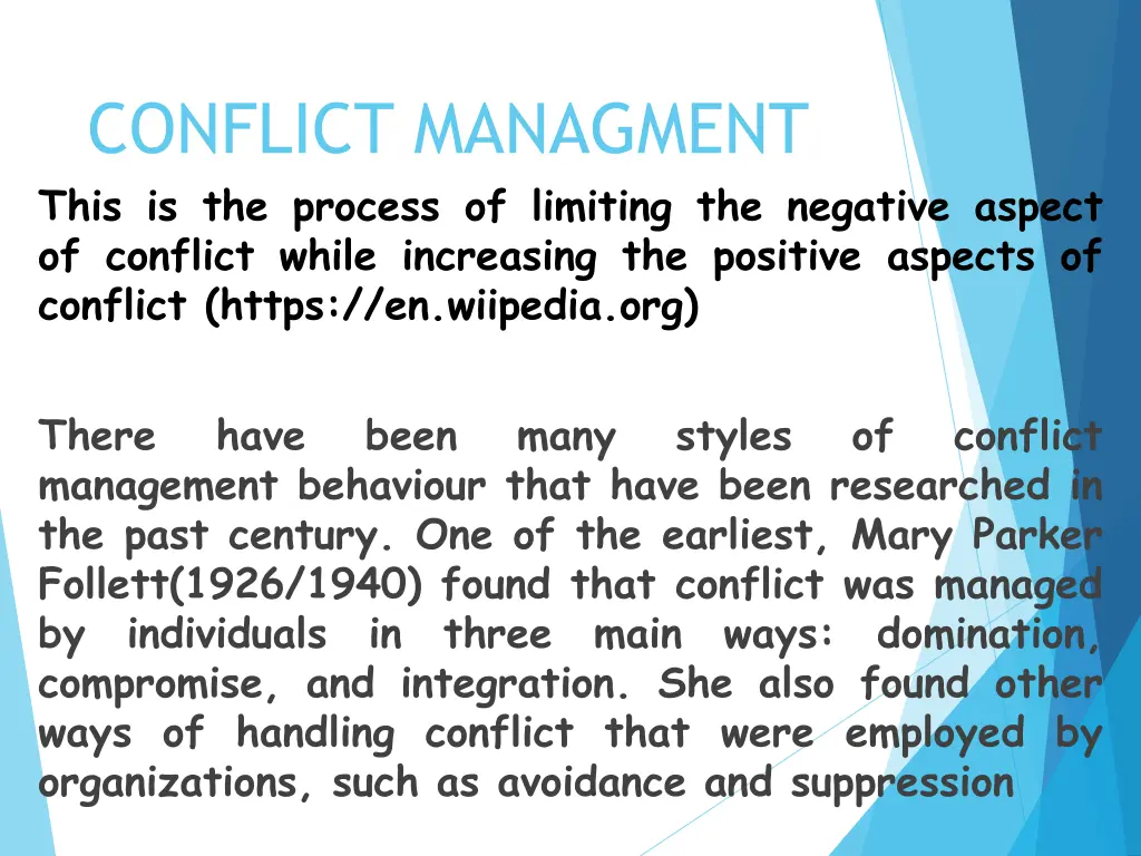 conflict managment this is the process