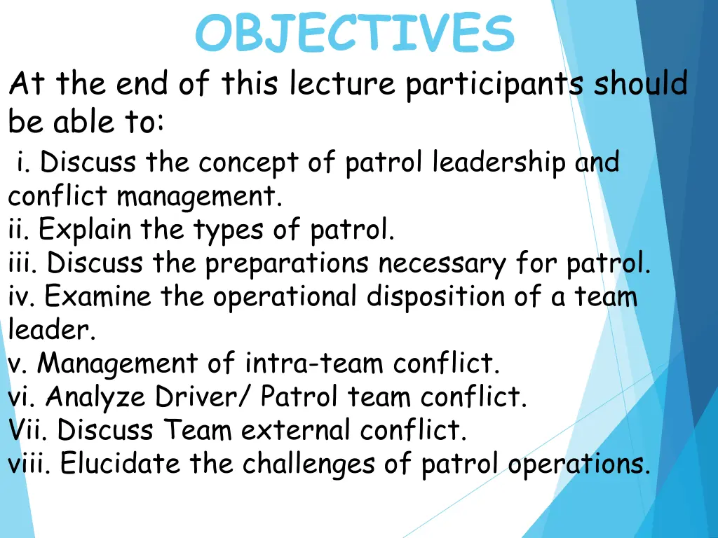 objectives