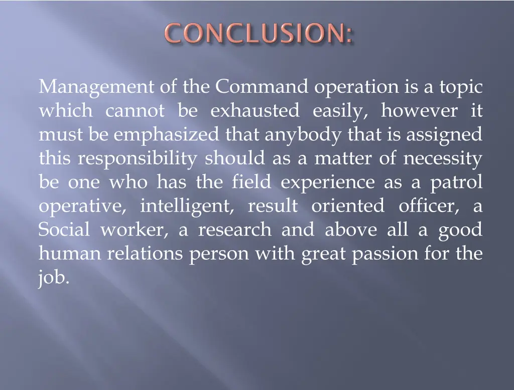 management of the command operation is a topic