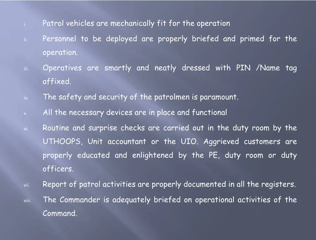 patrol vehicles are mechanically