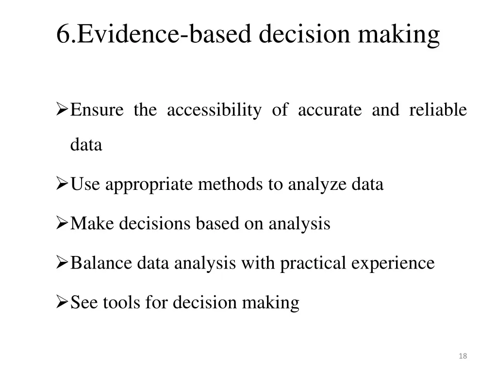 6 evidence based decision making