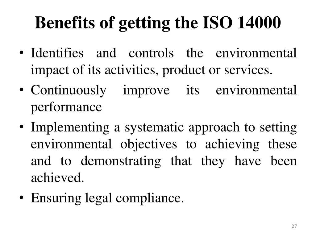 benefits of getting the iso 14000