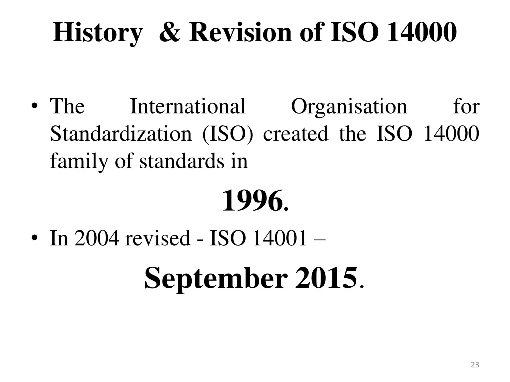 history revision of iso 14000