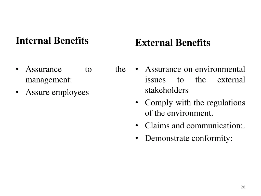 internal benefits