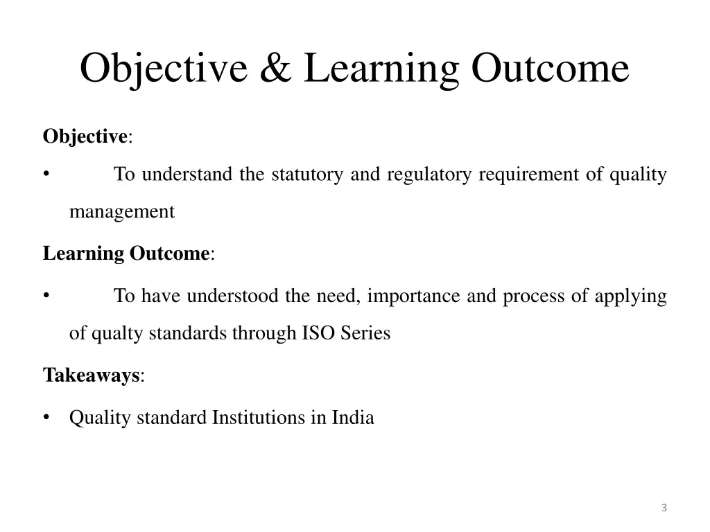 objective learning outcome