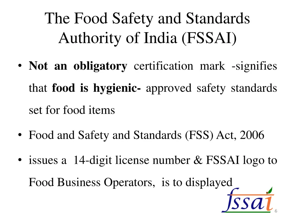 the food safety and standards authority of india