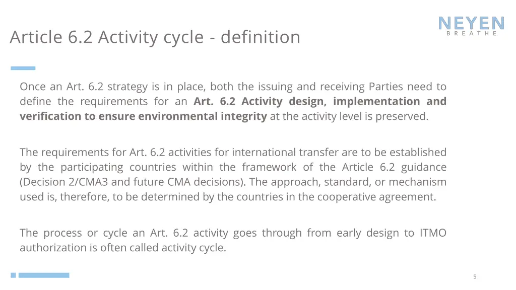 article 6 2 activity cycle definition