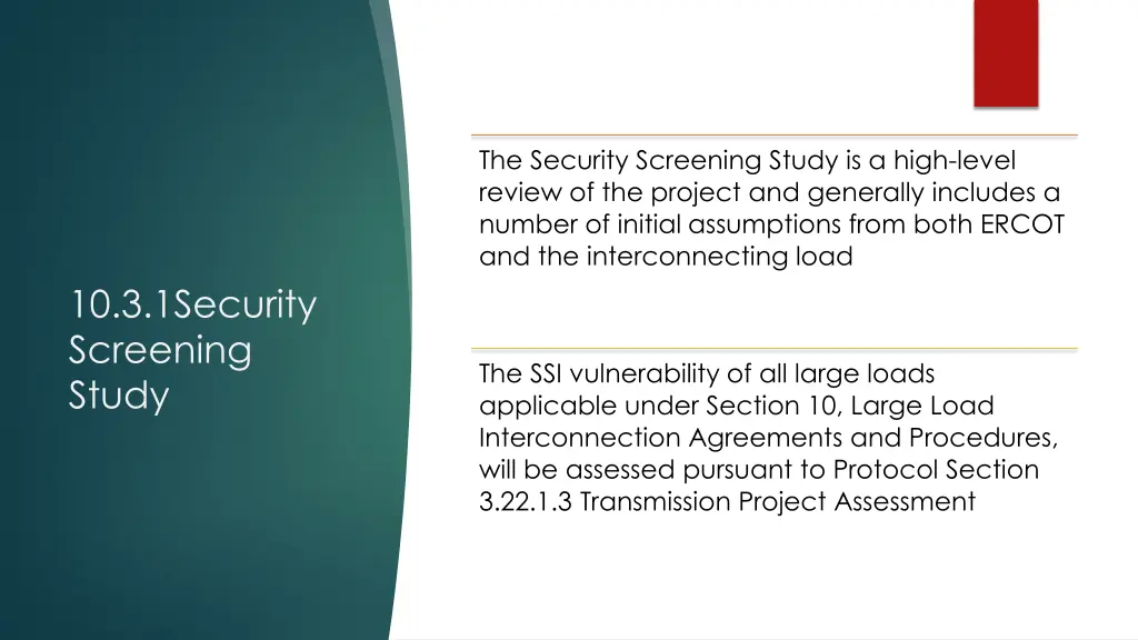 the security screening study is a high level