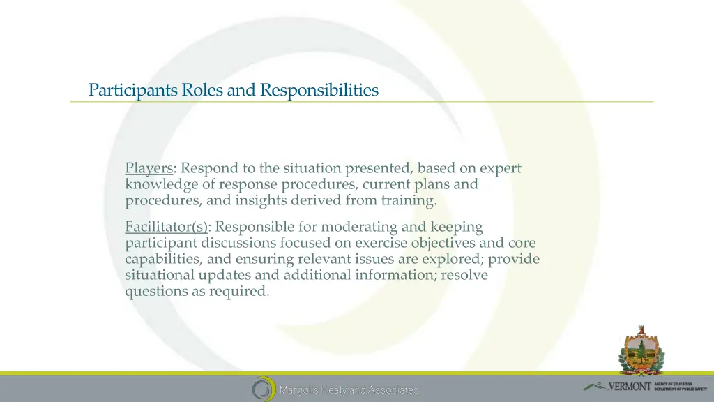 participants roles and responsibilities