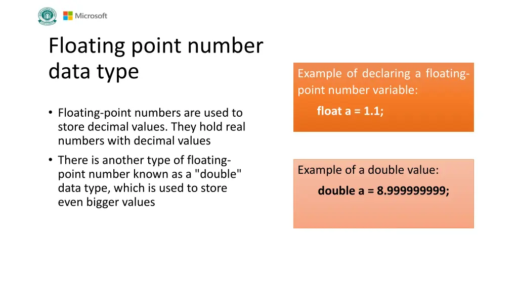 floating point number data type