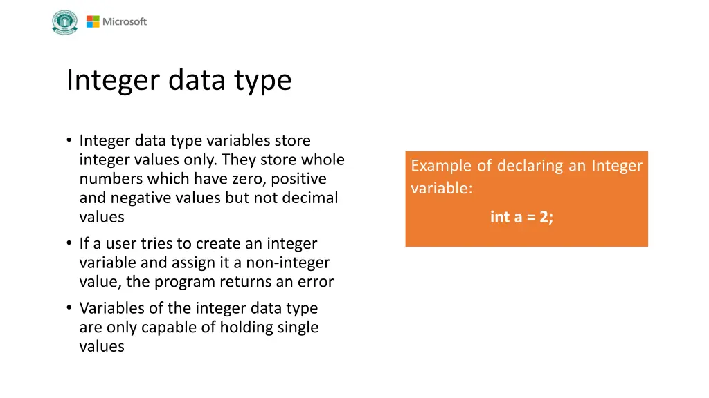 integer data type