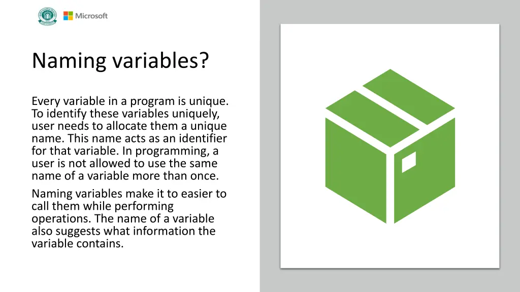 naming variables