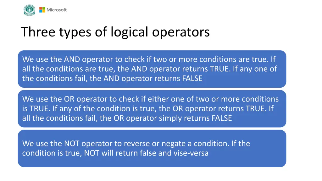 three types of logical operators