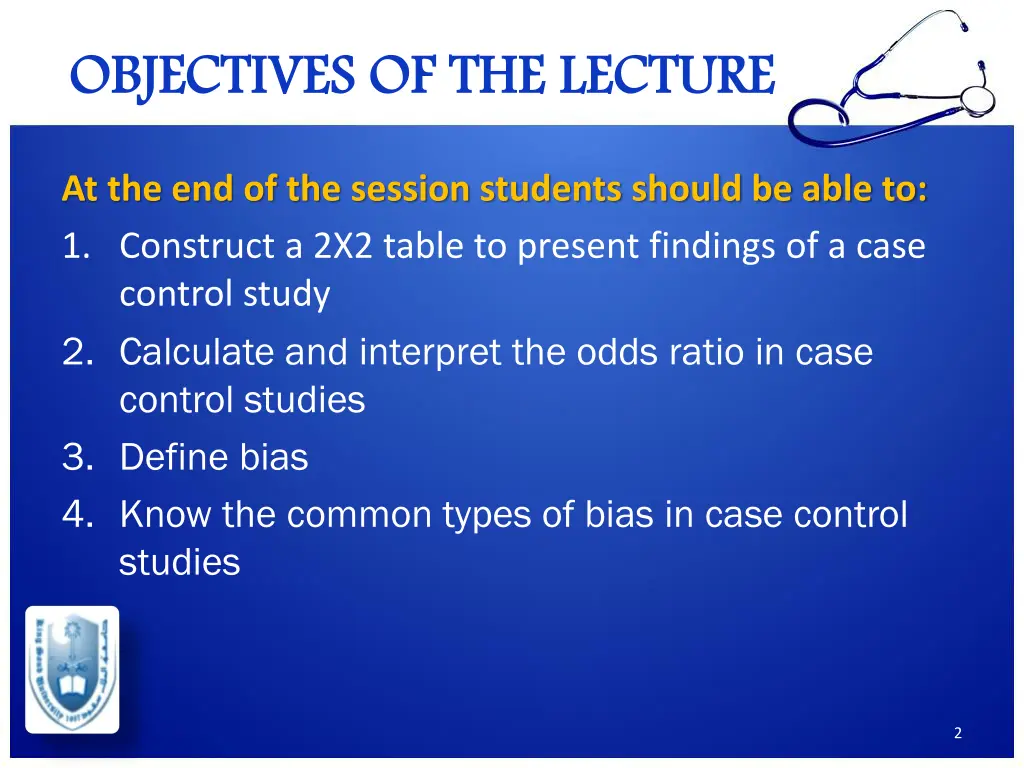 objectives of the lecture objectives