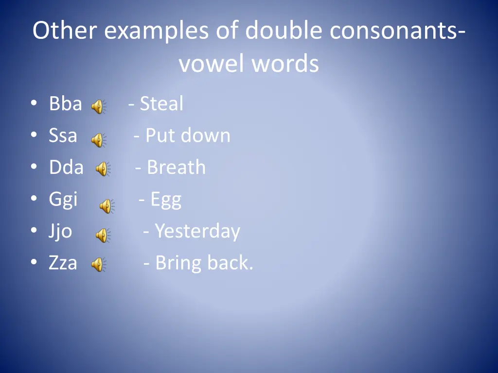 other examples of double consonants vowel words