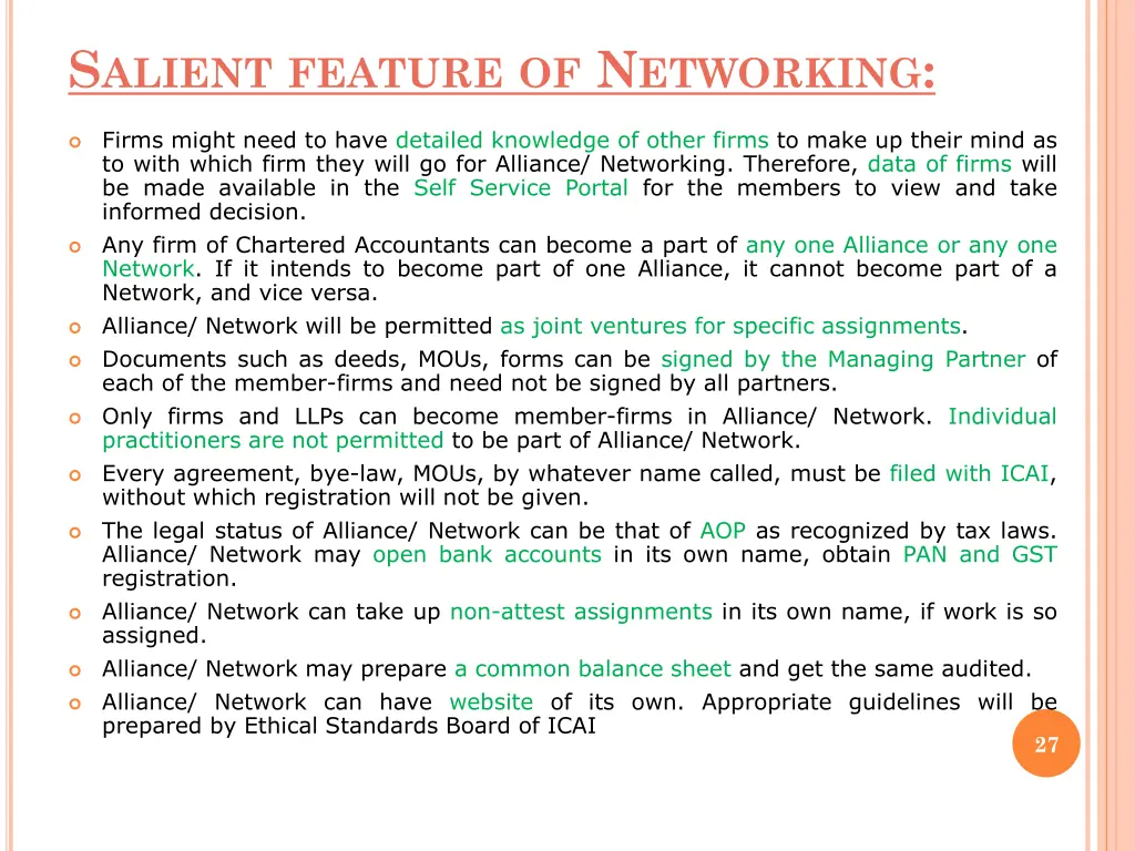 s alient feature of n etworking