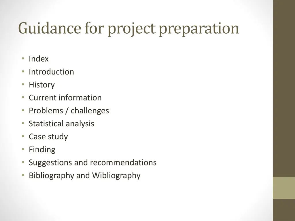 guidance for project preparation