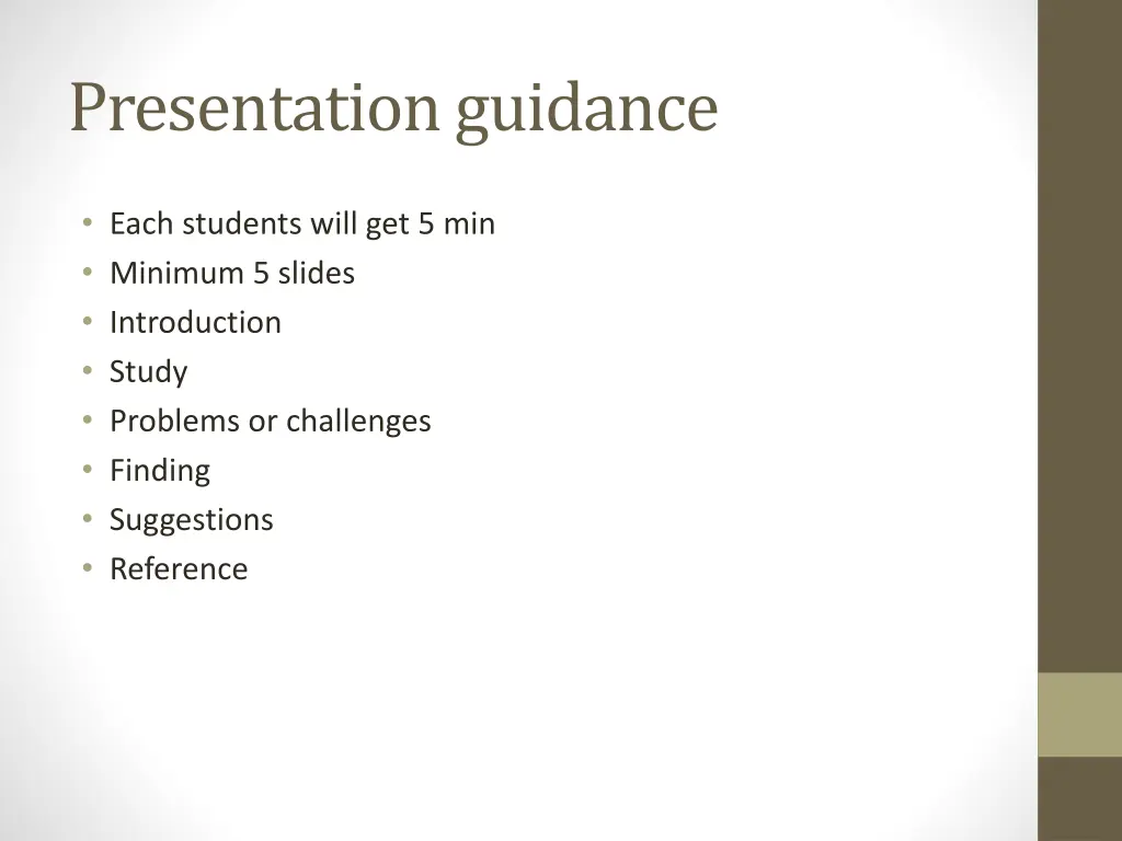 presentation guidance