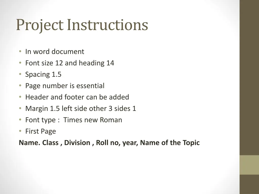 project instructions