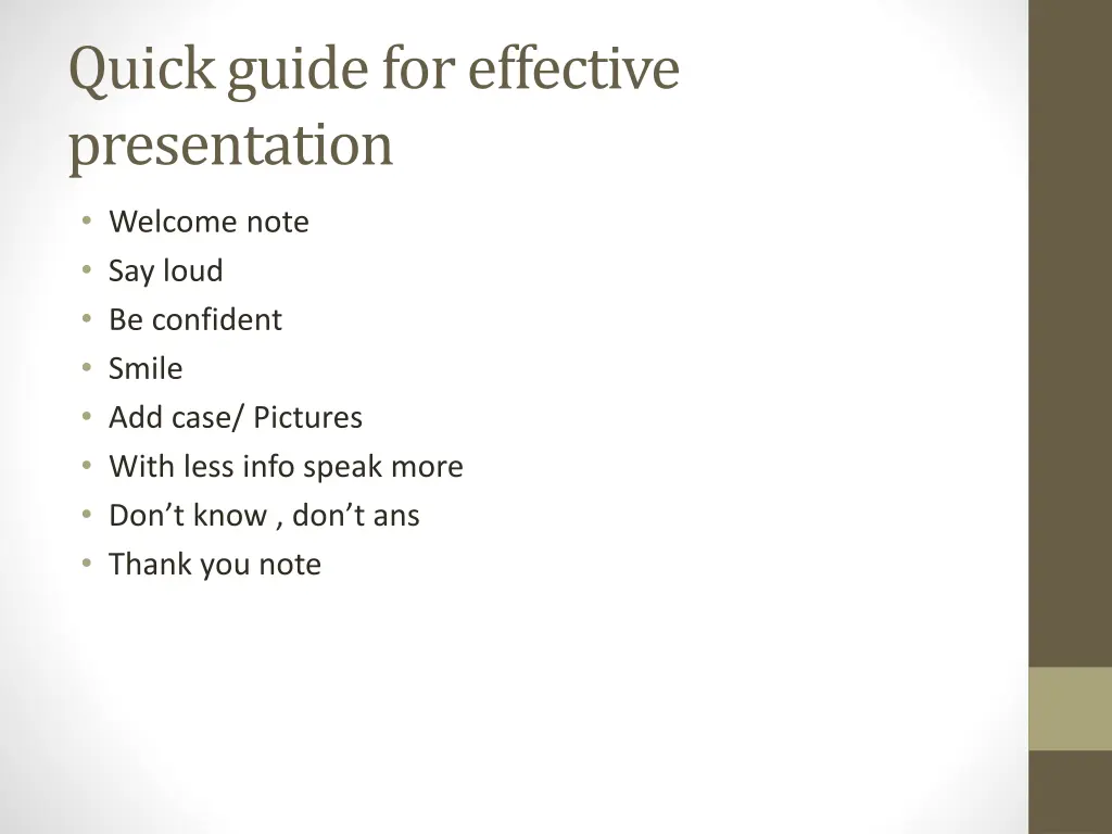 quick guide for effective presentation