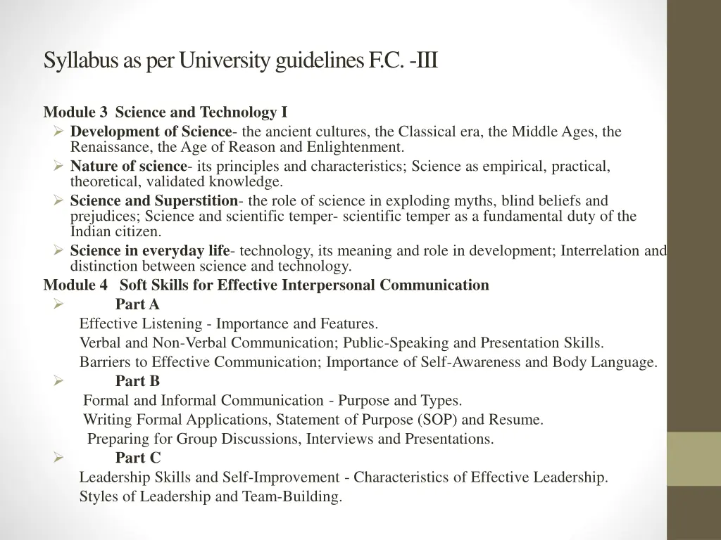 syllabus as per university guidelines f c iii 1