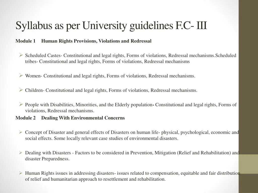 syllabus as per university guidelines f c iii