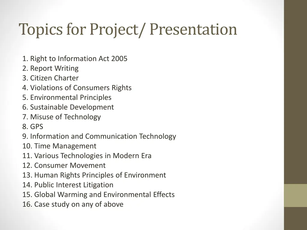 topics for project presentation