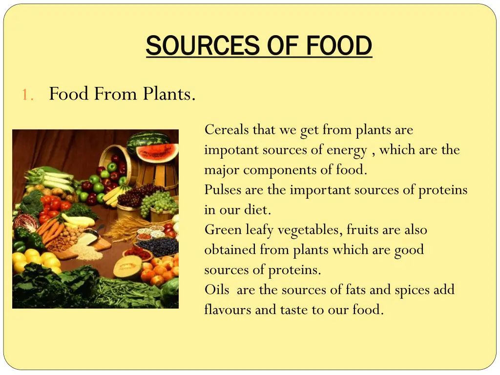 sources of food sources of food