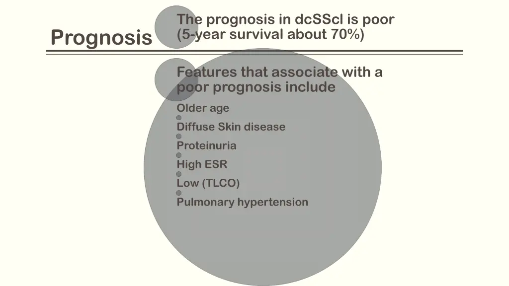 the prognosis in dcsscl is poor 5 year survival