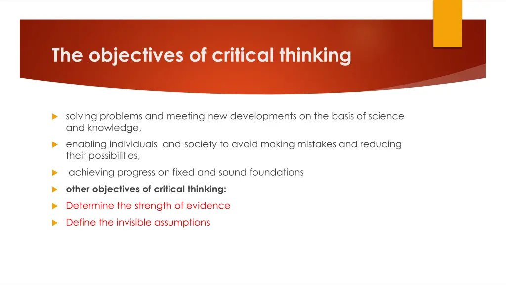 the objectives of critical thinking