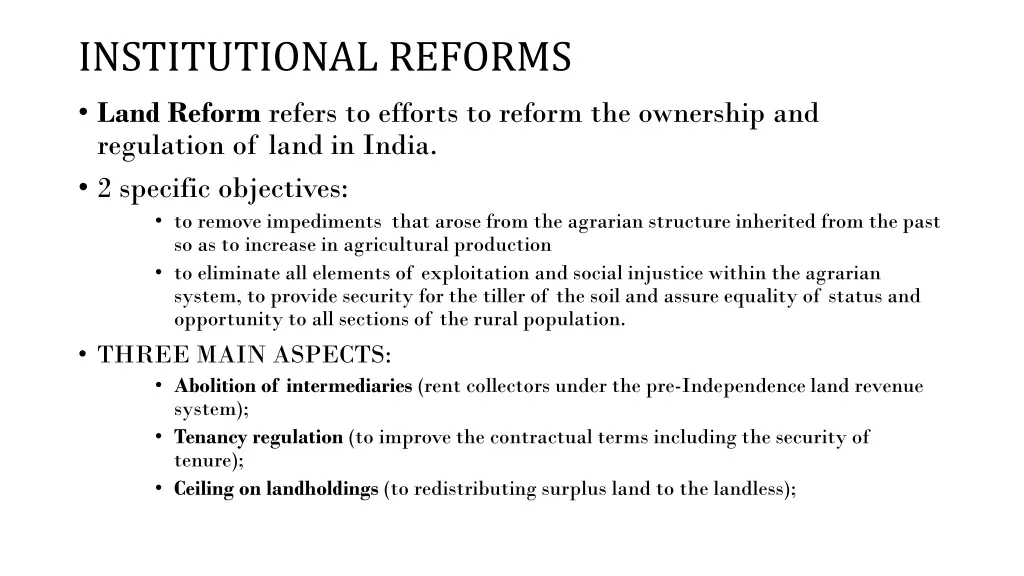 institutional reforms land reform refers