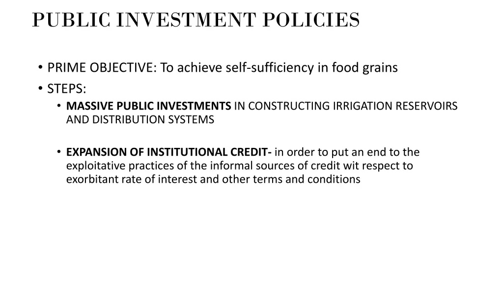 public investment policies