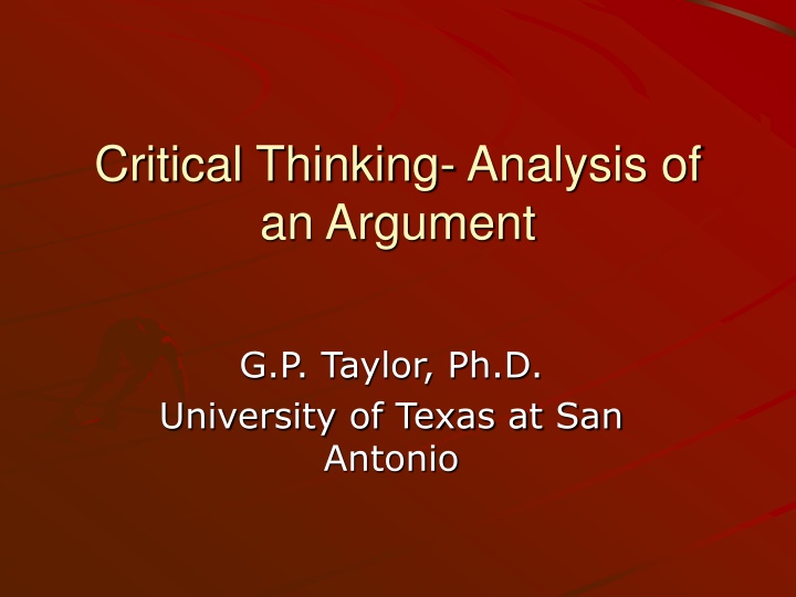 critical thinking analysis of an argument