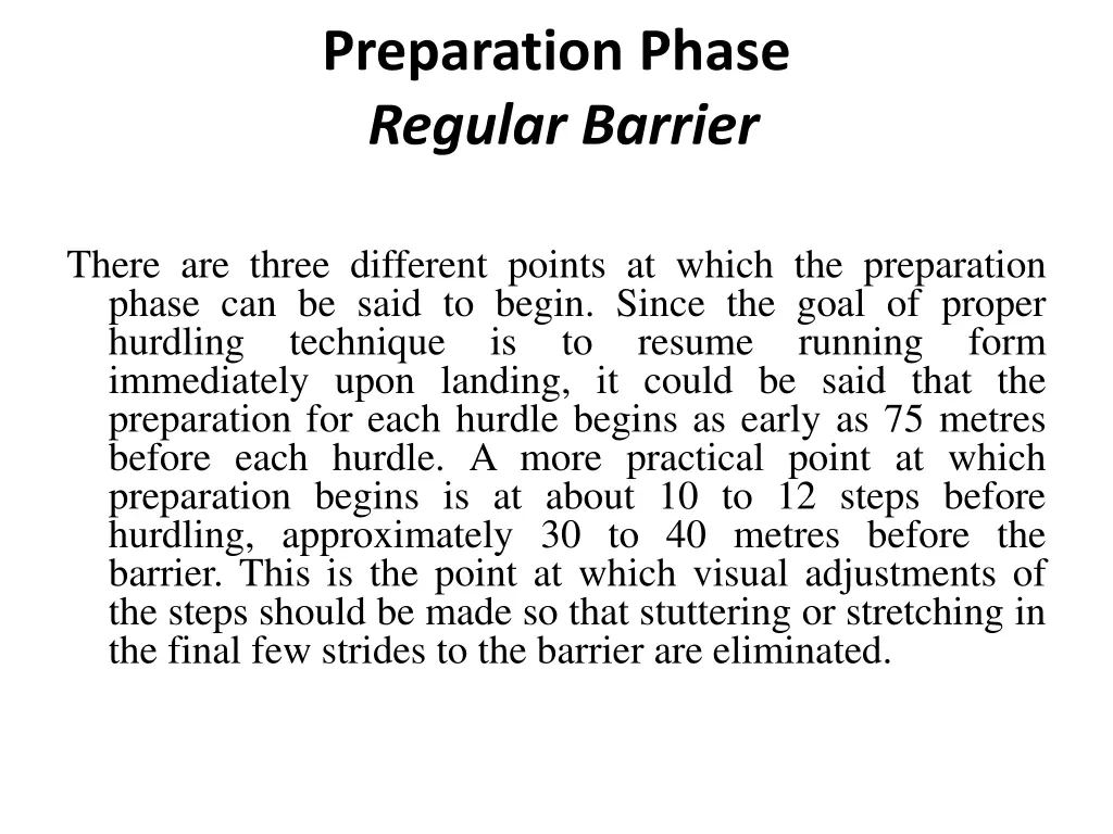 preparation phase regular barrier